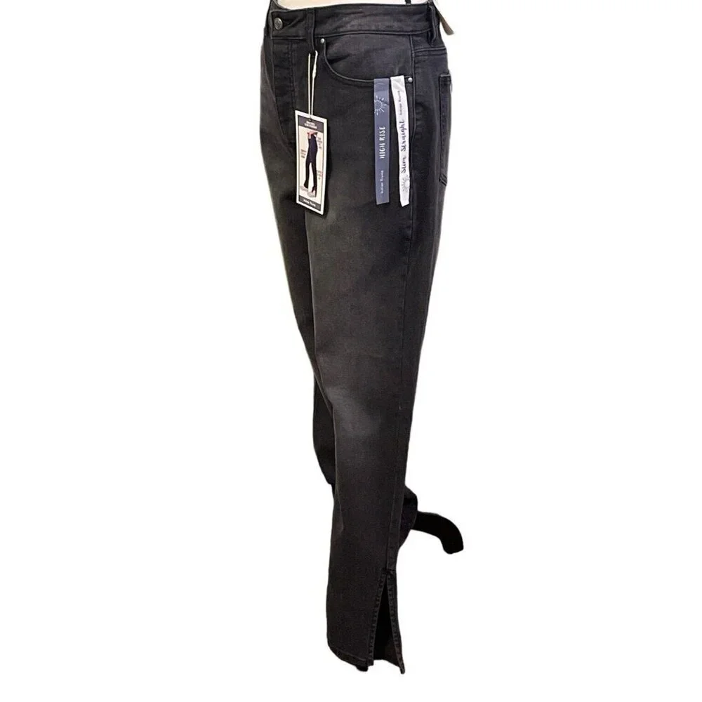 Indigo Rising Womens High Rise Slim Straight Denim Jeans Jr Size 13/31  Black - Picture 5 of 16